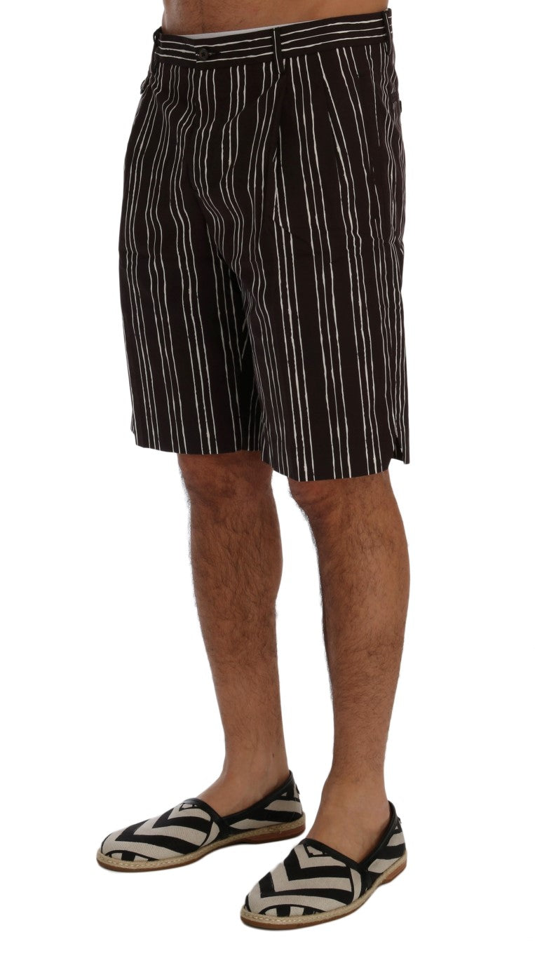 Dolce & Gabbana Bordeaux Striped Cotton Knee High Shorts Dolce & Gabbana