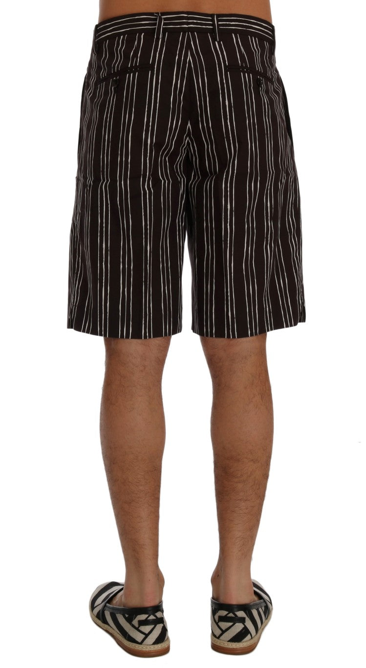 Dolce & Gabbana Bordeaux Striped Cotton Knee High Shorts Dolce & Gabbana