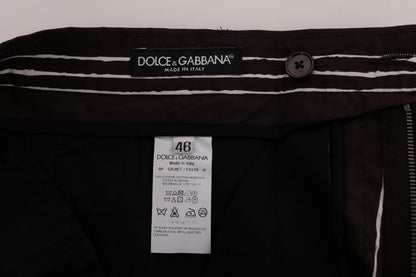 Dolce & Gabbana Bordeaux Striped Cotton Knee High Shorts Dolce & Gabbana