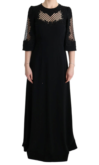 Dolce & Gabbana Elegant Black Floral Maxi Dress Dolce & Gabbana