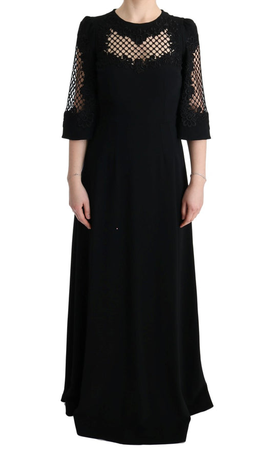 Dolce & Gabbana Elegant Black Floral Maxi Dress Dolce & Gabbana