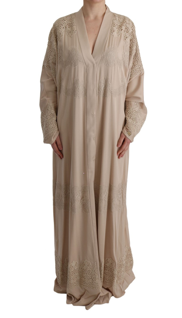 Dolce & Gabbana Elegant Beige Cape Kaftan Dress Dolce & Gabbana