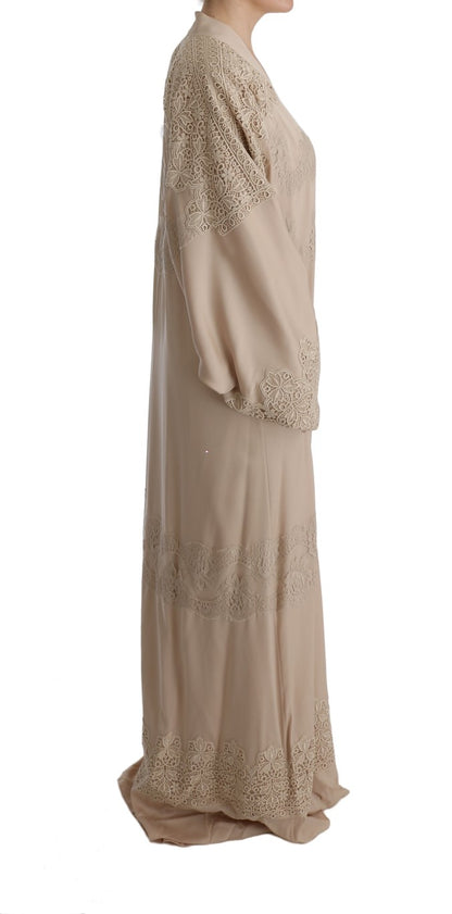 Dolce & Gabbana Elegant Beige Cape Kaftan Dress Dolce & Gabbana