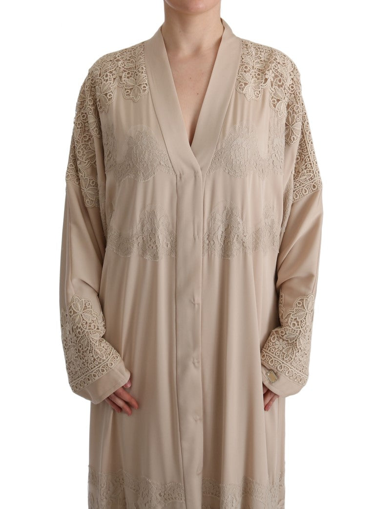 Dolce & Gabbana Elegant Beige Cape Kaftan Dress Dolce & Gabbana