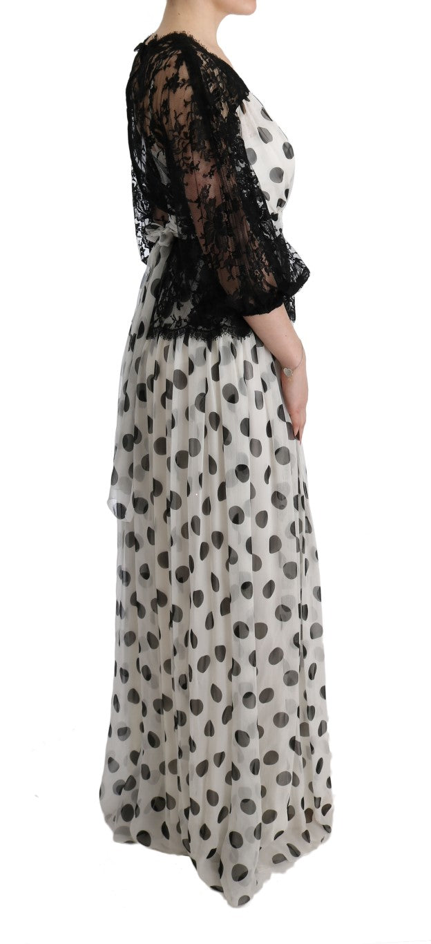 Dolce & Gabbana Elegant Polka Dotted Full Length Gown Dolce & Gabbana