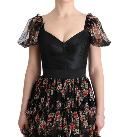 Dolce & Gabbana Elegant Floral Shift Dress in Multicolor Silk Blend Dolce & Gabbana