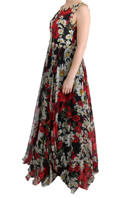 Dolce & Gabbana Floral Maxi Gown with Sunflower Print and Crystals Dolce & Gabbana