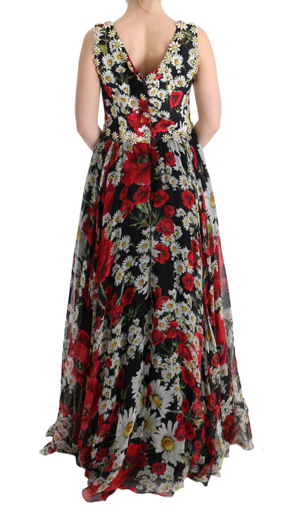 Dolce & Gabbana Floral Maxi Gown with Sunflower Print and Crystals Dolce & Gabbana