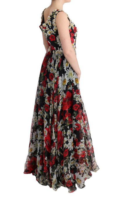 Dolce & Gabbana Floral Maxi Gown with Sunflower Print and Crystals Dolce & Gabbana