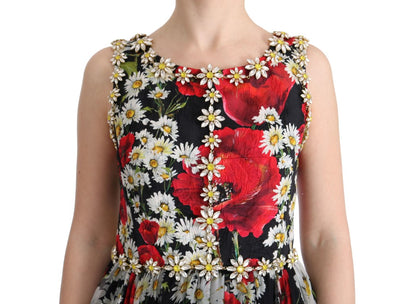 Dolce & Gabbana Floral Maxi Gown with Sunflower Print and Crystals Dolce & Gabbana