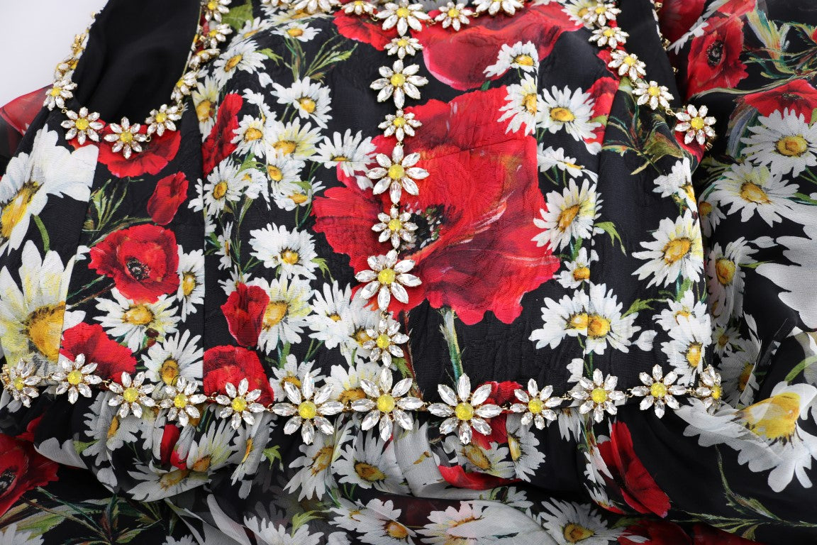 Dolce & Gabbana Floral Maxi Gown with Sunflower Print and Crystals Dolce & Gabbana