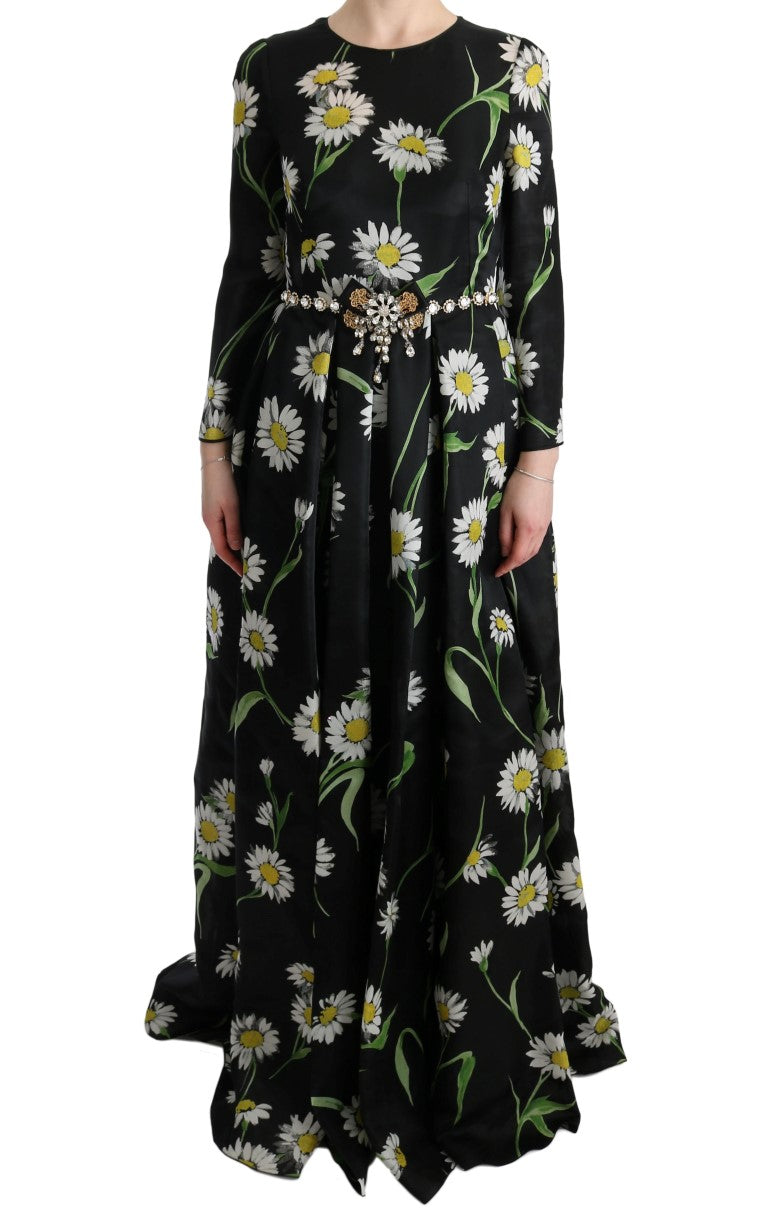 Dolce & Gabbana Elegant Sunflower Maxi Gown with Crystals Dolce & Gabbana