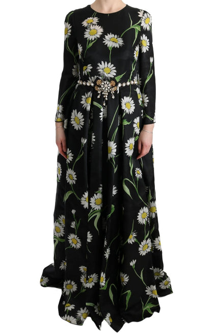 Dolce & Gabbana Elegant Sunflower Maxi Gown with Crystals Dolce & Gabbana