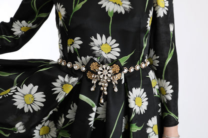 Dolce & Gabbana Elegant Sunflower Maxi Gown with Crystals Dolce & Gabbana