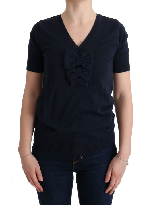 MARGHI LO' Elegant Blue Wool Top - Chic Everyday Elegance MARGHI LO'