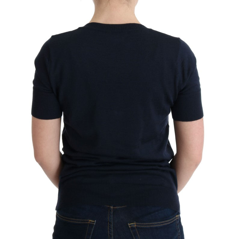 MARGHI LO' Elegant Blue Wool Top - Chic Everyday Elegance MARGHI LO'