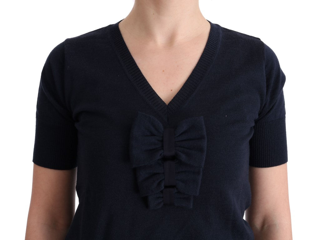 MARGHI LO' Elegant Blue Wool Top - Chic Everyday Elegance