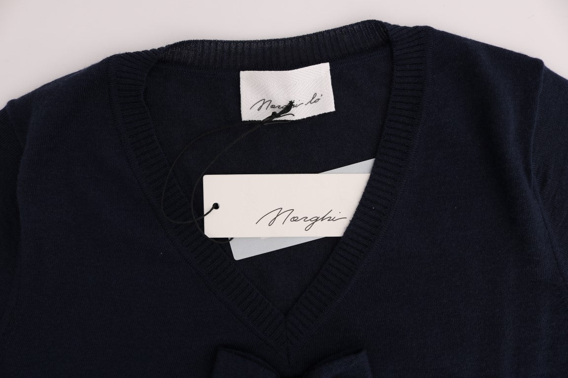 MARGHI LO' Elegant Blue Wool Top - Chic Everyday Elegance MARGHI LO'