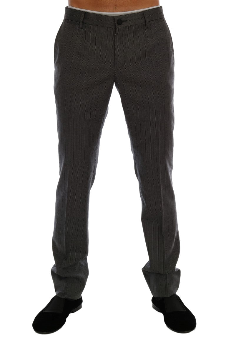 Dolce & Gabbana Elegant Gray Striped Wool Formal Trousers Dolce & Gabbana