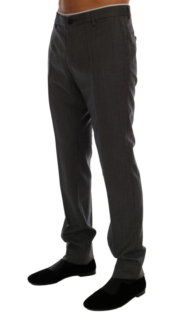 Dolce & Gabbana Elegant Gray Striped Wool Formal Trousers Dolce & Gabbana