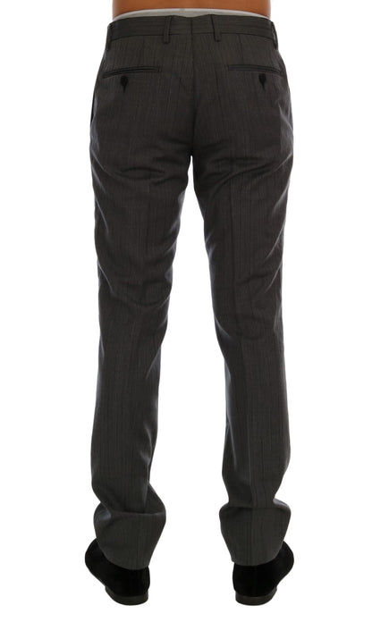 Dolce & Gabbana Elegant Gray Striped Wool Formal Trousers Dolce & Gabbana