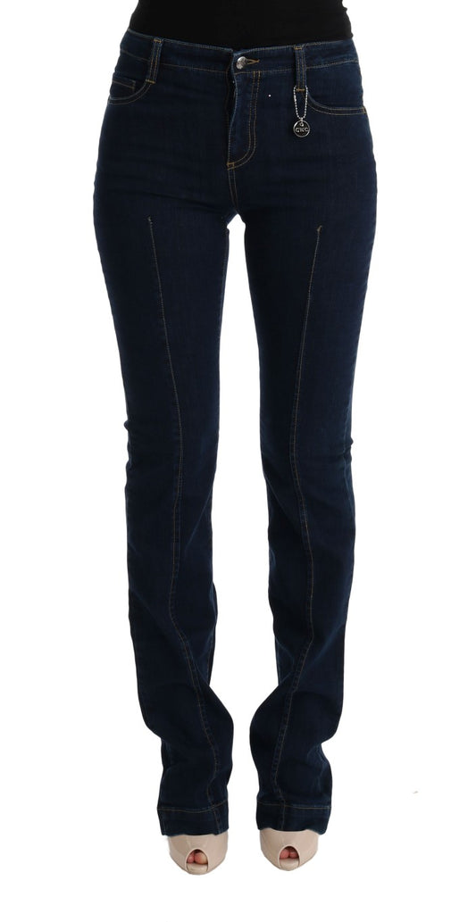 Costume National Chic Flared Cotton Jeans in Blue Costume National