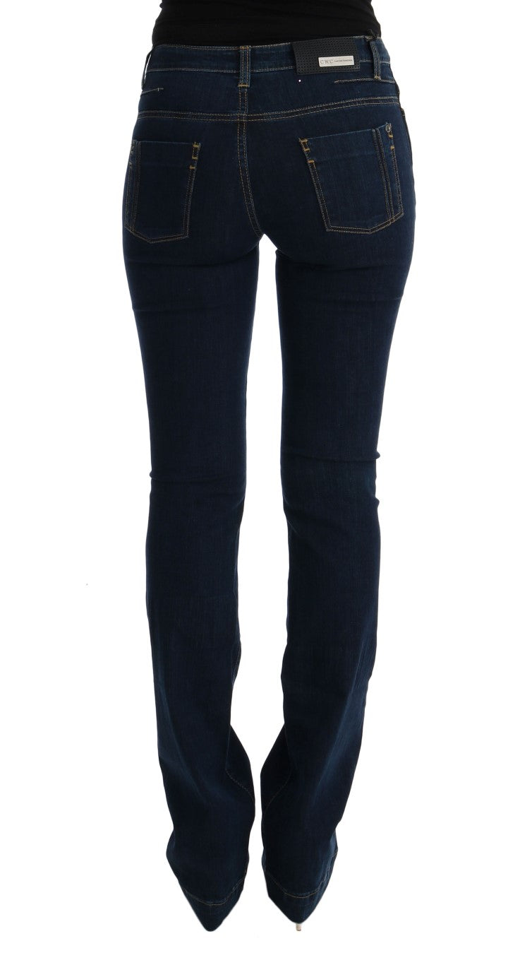 Costume National Chic Flared Cotton Jeans in Blue Costume National