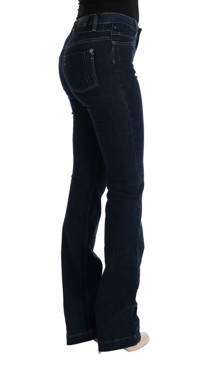 Costume National Chic Flared Cotton Jeans in Blue Costume National