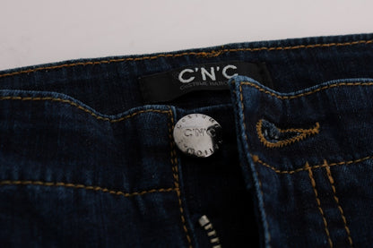 Costume National Chic Flared Cotton Jeans in Blue Costume National