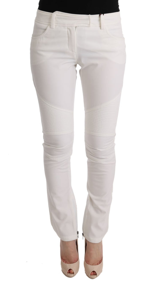 Ermanno Scervino Chic White Slim Fit Cotton Pants Ermanno Scervino