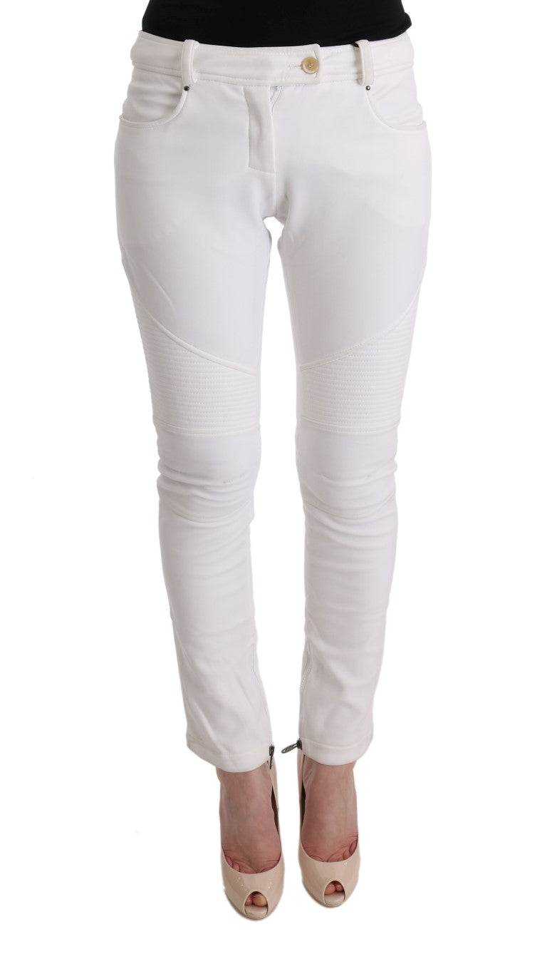 Ermanno Scervino Chic White Slim Fit Cotton Pants Ermanno Scervino