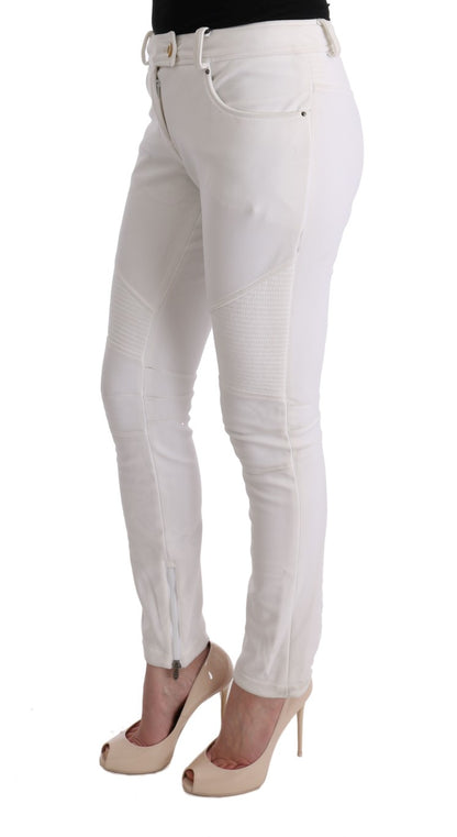 Ermanno Scervino Chic White Slim Fit Cotton Pants Ermanno Scervino