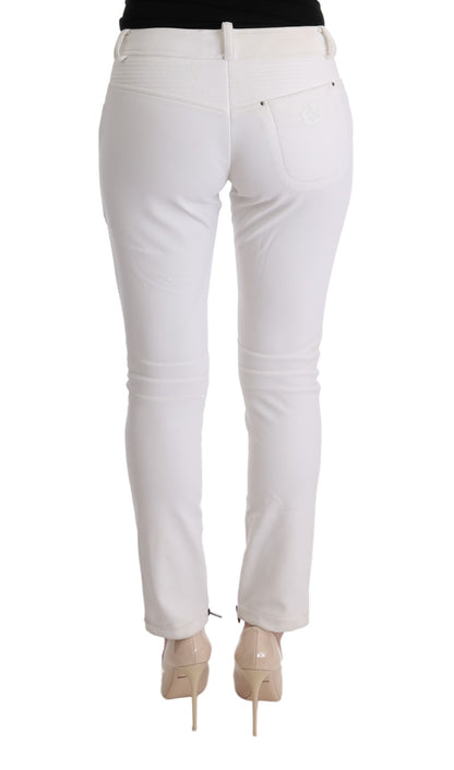 Ermanno Scervino Chic White Slim Fit Cotton Pants Ermanno Scervino