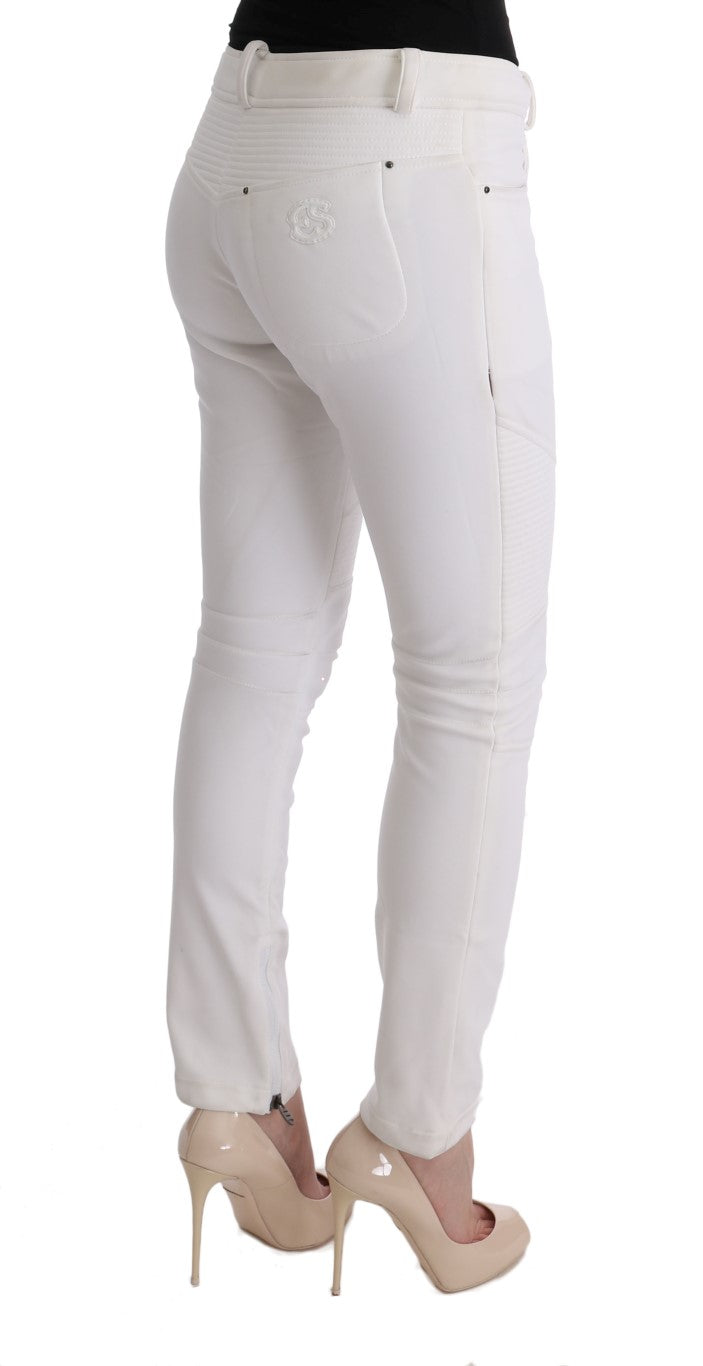 Ermanno Scervino Chic White Slim Fit Cotton Pants Ermanno Scervino