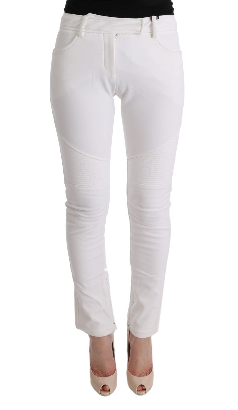 Ermanno Scervino Chic White Slim Fit Cotton Trousers Ermanno Scervino