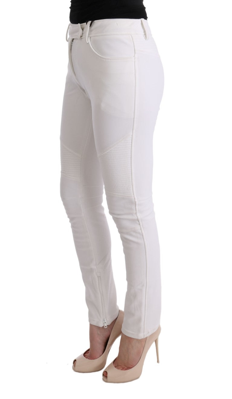 Ermanno Scervino Chic White Slim Fit Cotton Trousers Ermanno Scervino