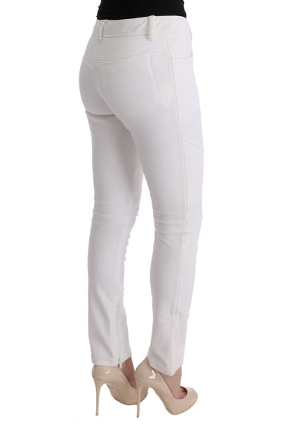 Ermanno Scervino Chic White Slim Fit Cotton Trousers Ermanno Scervino