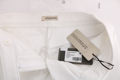 Ermanno Scervino Chic White Slim Fit Cotton Trousers Ermanno Scervino