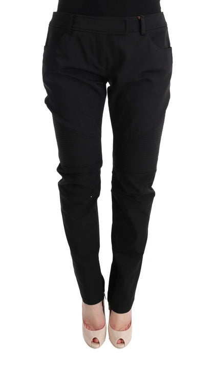 Ermanno Scervino Sleek Black Cotton Slim Fit Pants Ermanno Scervino