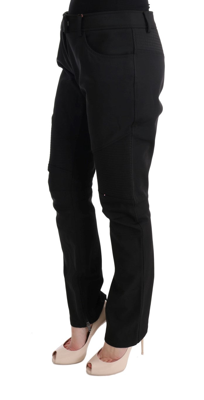 Ermanno Scervino Sleek Black Cotton Slim Fit Pants Ermanno Scervino