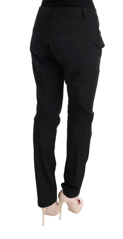 Ermanno Scervino Sleek Black Cotton Slim Fit Pants Ermanno Scervino