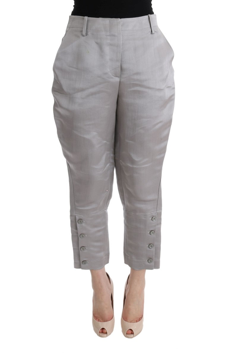 Ermanno Scervino Chic Gray Cropped Silk Pants Ermanno Scervino