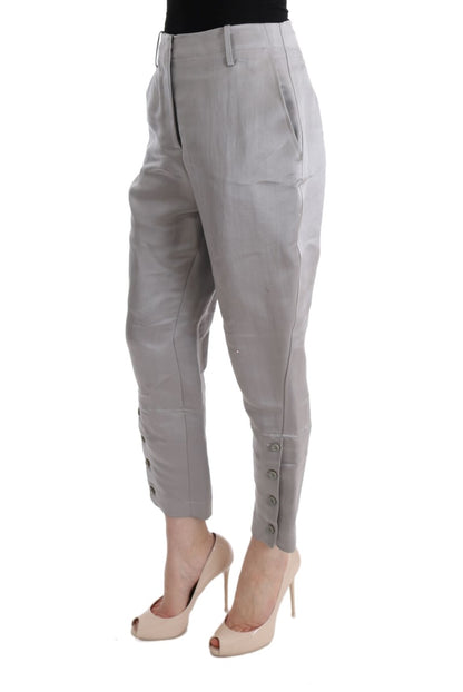 Ermanno Scervino Chic Gray Cropped Silk Pants Ermanno Scervino