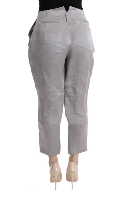 Ermanno Scervino Chic Gray Cropped Silk Pants Ermanno Scervino