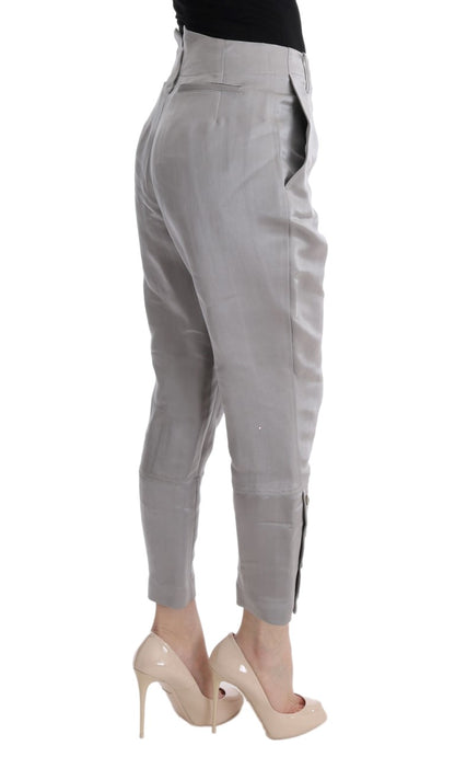 Ermanno Scervino Chic Gray Cropped Silk Pants Ermanno Scervino