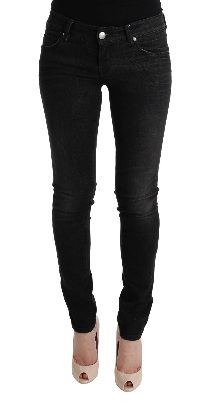 Acht Chic Slim Fit Black Cotton Jeans Acht