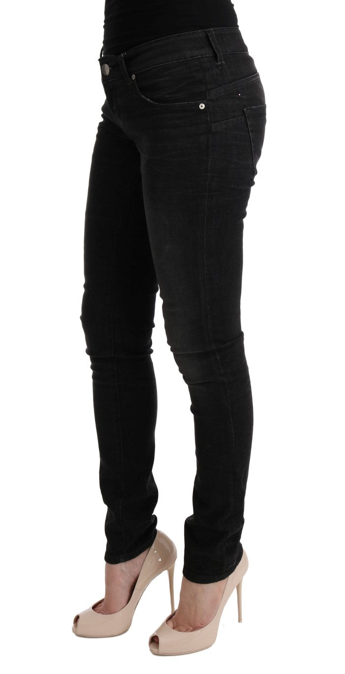 Acht Chic Slim Fit Black Cotton Jeans Acht