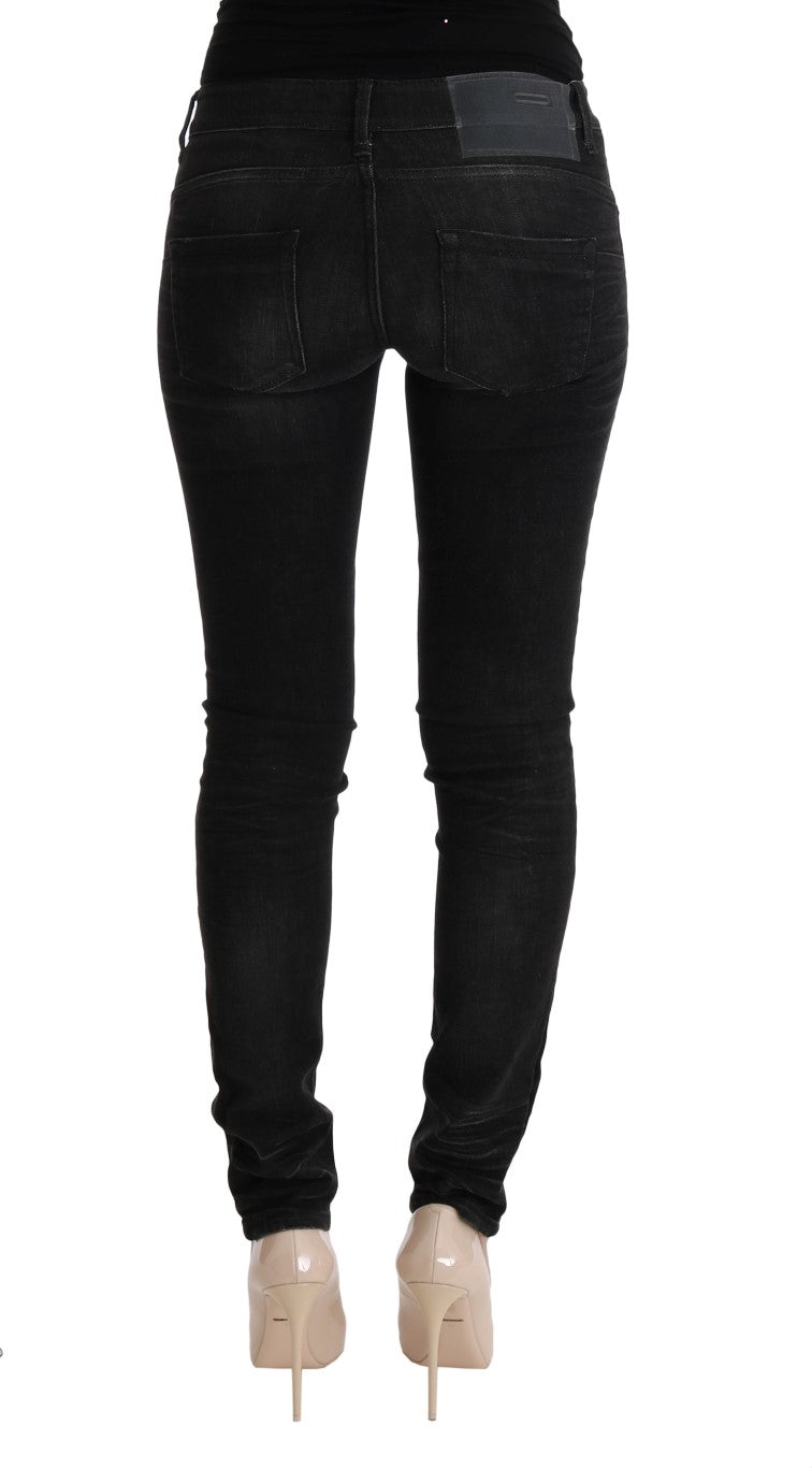 Acht Chic Slim Fit Black Cotton Jeans Acht