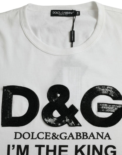 Dolce & Gabbana White D&G King Print Cotton Crewneck T-shirt Dolce & Gabbana