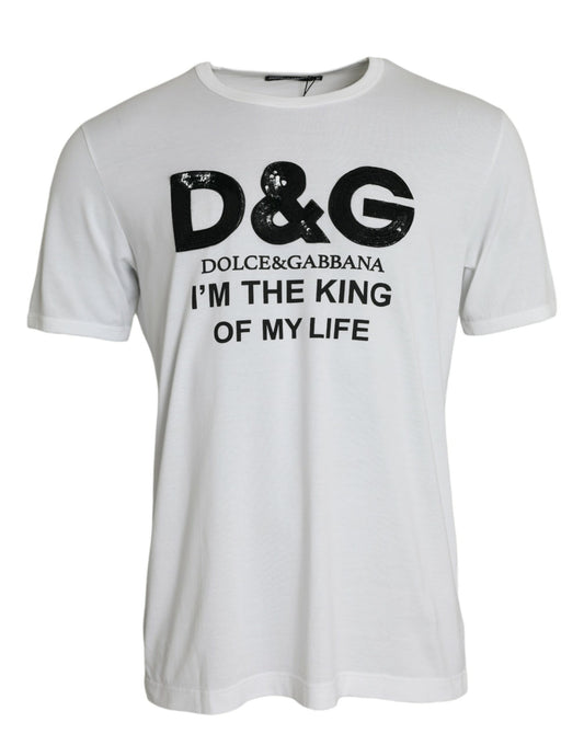 Dolce & Gabbana White D&G King Print Cotton Crewneck T-shirt Dolce & Gabbana